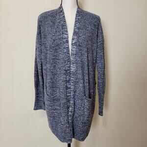 SO Open Front Cardigan Sweater XXL Laced Sides Long Sleeve Pockets Stretch Gray